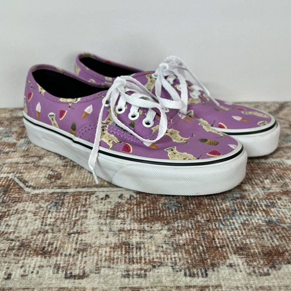 Vans Shoes Womens 5.5 Purple Pool Vibes Dog Sunglasses Pineapples Ice Cream